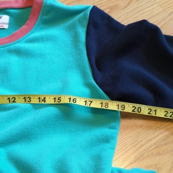 Lands End Serious Sweats Vintage Turquoise Pullover Sweatshirt Size Medium - Picture 3 of 4